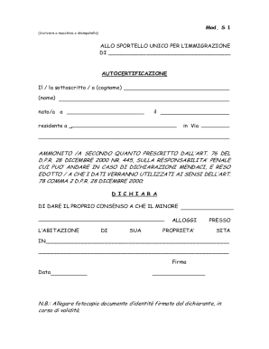 Italy Minor Accommodation Consent Form