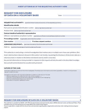 Request for Disclosure of Data on a Voluntary Basis