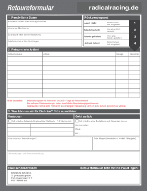 Gearparts24 Return Form