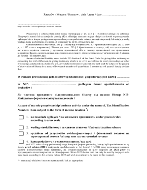Polish Sole Proprietorship Tax Declaration