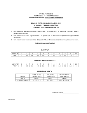Italian and English Exam Evaluation Form