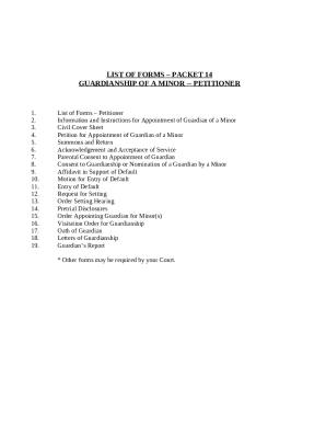 Guardianship of a Minor Petitioner Forms