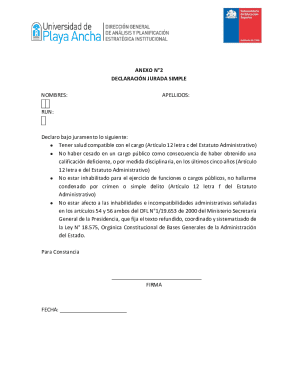 Chile Declaration Jurada Simple
