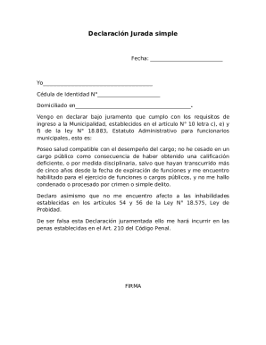 Simple Affidavit for Municipal Employment