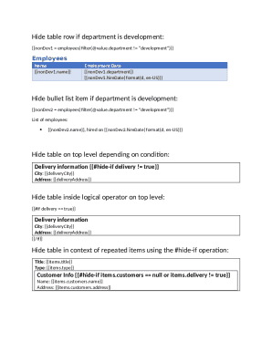 Template for Conditional Rendering in Documents