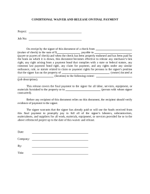 Conditional Waiver and Release on Final Payment