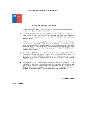 Chile Declaration Jurada Simple