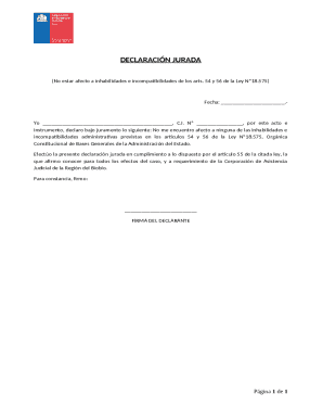 Chile Declaration Jurada Form