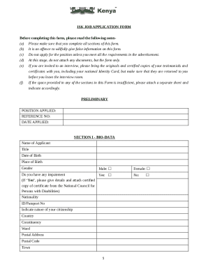 ISK Job Application Form