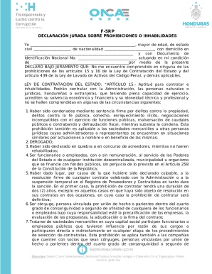 Honduras Contractor Declaration Form