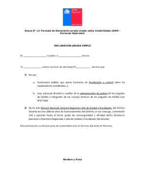 Chile Inhabilidades Declaration Form