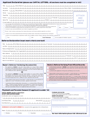 CitizenCard Applicant Declaration Form
