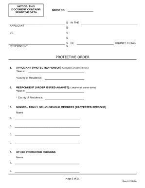 Texas Protective Order Form