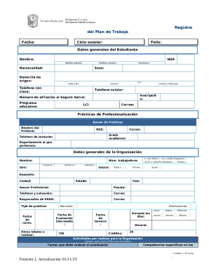 Student Work Plan Registration Form