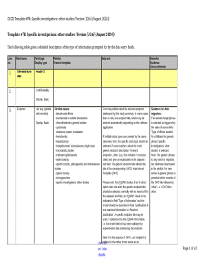 OECD Template 78: Specific Investigations