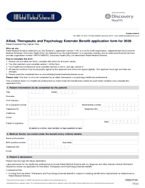 Allied Therapeutic Psychology Extender Benefit Application Form