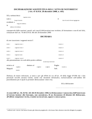 Italian Declaration of Substitution of Notoriety