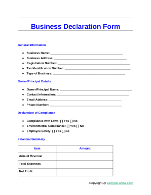 Business Declaration Form