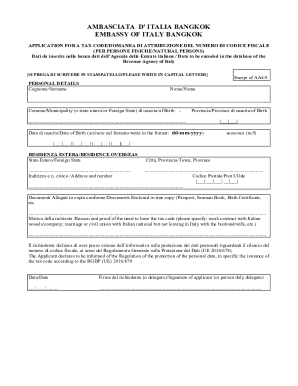 Italy Tax Code Application Form