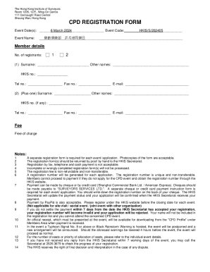 Hong Kong Institute of Surveyors CPD Registration Form