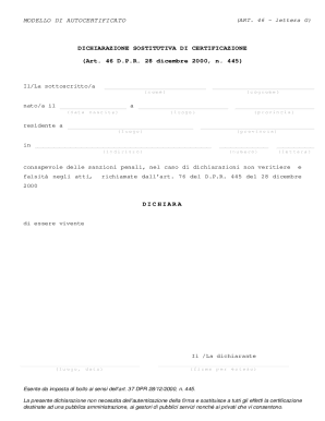 Italian Self-Certification Form