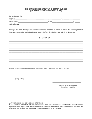 Italian Self-Certification Declaration