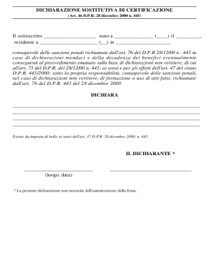 Italian Self-Certification Declaration