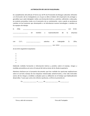 Authorization for Machinery Use