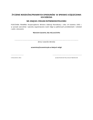 Parental Consent for Catholic Religion Classes