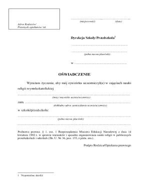 Religious Education Consent Form