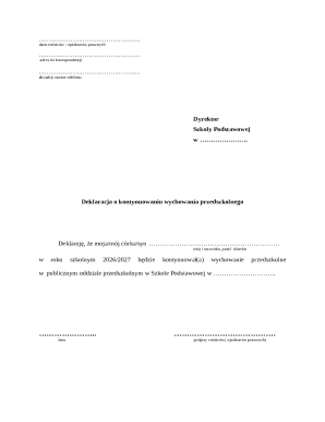 Parental Declaration for Preschool Education