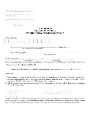 Polish Preschool Continuation Declaration