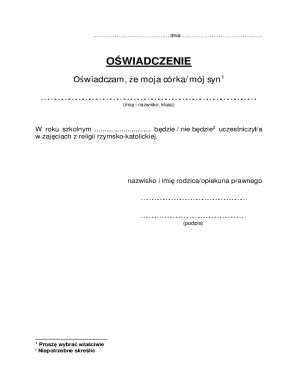 Religious Education Participation Declaration