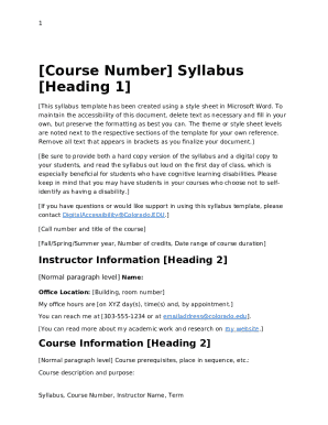 Course Syllabus Template