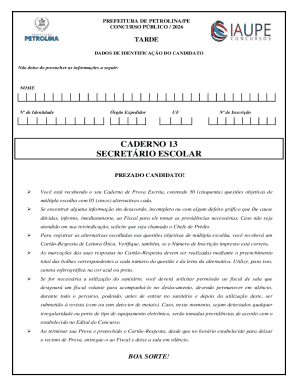 Secretário Escolar Exam Form