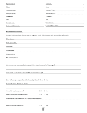 Dutch Motor Vehicle Guarantee Fund Damage Claim Form