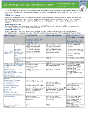 Co-contribution for Services July 2025