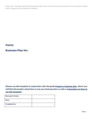 Business Plan Template