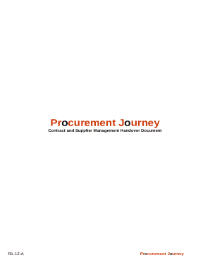 Contract and Supplier Management Handover Document