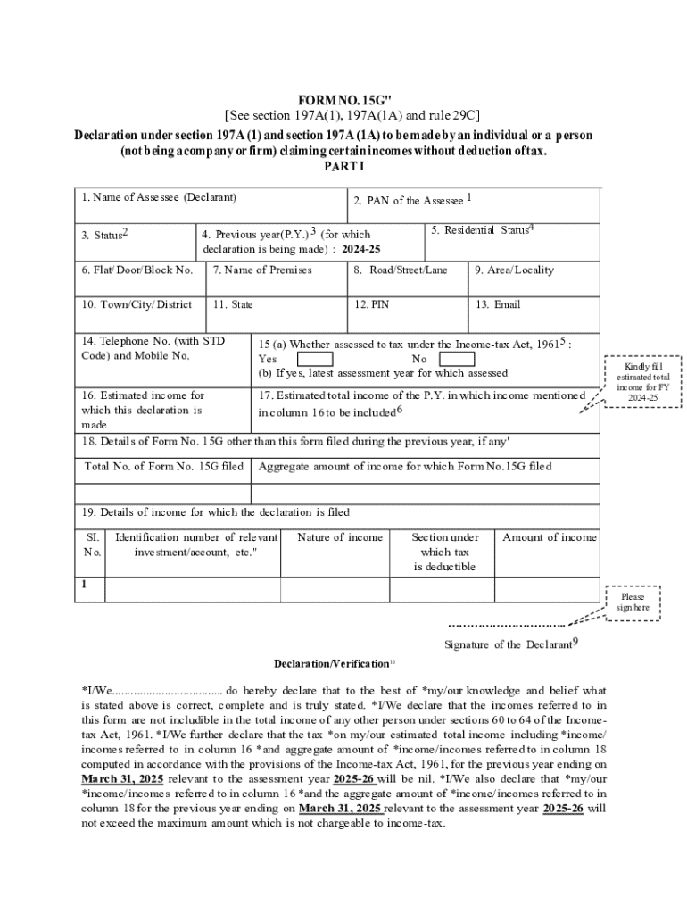 G15 Form.pdf Form 15G Declaration - Blank Fillable Template | Fill Out, Print ...