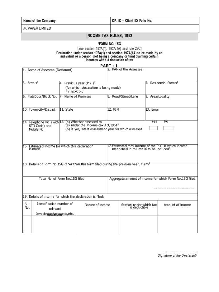 G15 Form.pdf Form 15G Declaration - Blank Fillable Template | Fill Out, Print ...