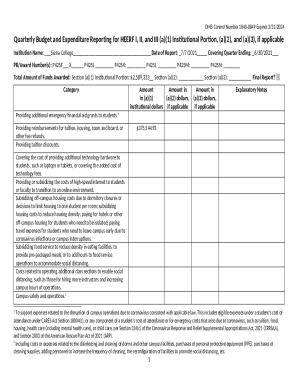 Quarterly Budget and Expenditure Reporting for HEERF