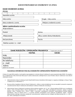 Student Personal Questionnaire