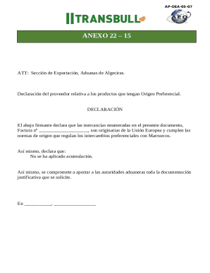 EU-Morocco Preferential Origin Declaration