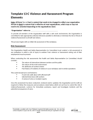 Workplace Violence and Harassment Program Template