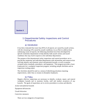 Departmental Safety Inspections and Control Procedures