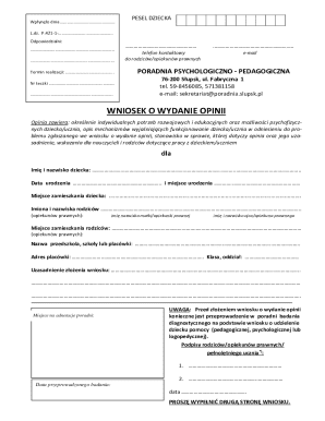 Child PESEL Opinion Request Form