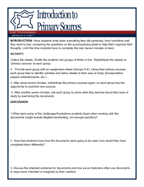 Primary Sources Activity Sheet