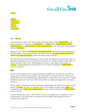 Salary Overpayment Recovery Letter