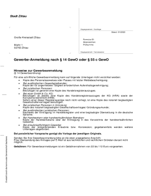 Gewerbe-Anmeldung Formular